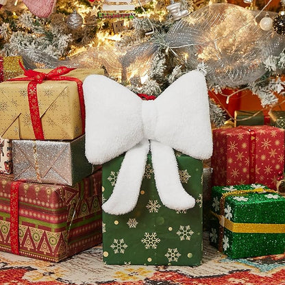 Stuffed Bow Christmas Decorations Soft Furry Bow Throw Pillows Cute Bowknot Plush Pillow Home Decor