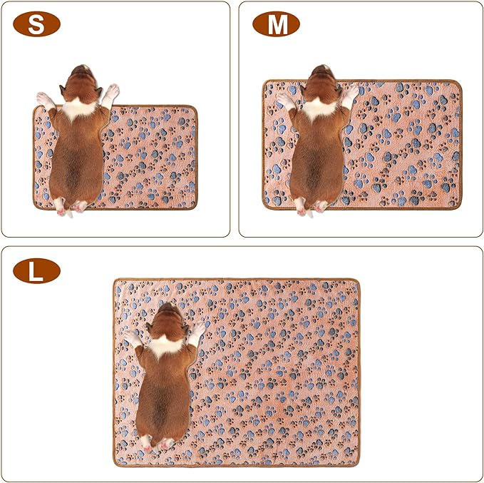 1 Pack 3 Blankets Super Soft Fluffy Premium Fleece Pet Blanket Flannel Paw Printed Throw for Dog Puppy Cat (Medium 30x20'', Beige, Grey, Navy)