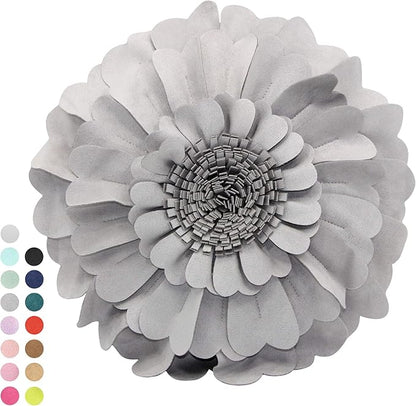 Contempo Lifestyles 3D Round Throw Pillow - Sweetheart Flower Pillow, Grey, 13 Inch