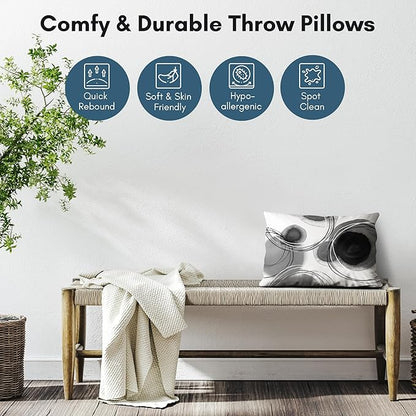 Americanflat 14x10 Throw Pillow with Sewn-in Insert - All-in-One Decorative Pillows - No Cover Needed - Soft and Durable Cushion for Bed or Sofa - Polyester - Black and White