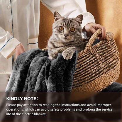 Homemate Electric Heated Blanket Twin Size - 62"x84" Heating Blanket Twin Size 1/2/4/6/8 Hours Auto-Off 10 Heat Level Over-Heat Protection Luxury Faux Fur Sherpa ETL Certification