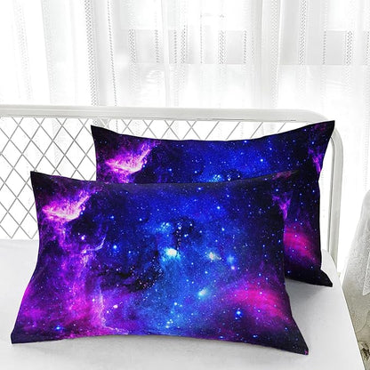 Starry Sky Comforter Sets King，Bedding Sets 3PCS for Kids,Violet Galaxy Bedding Sets All Season 1 Comforter and 2 Pillowcases