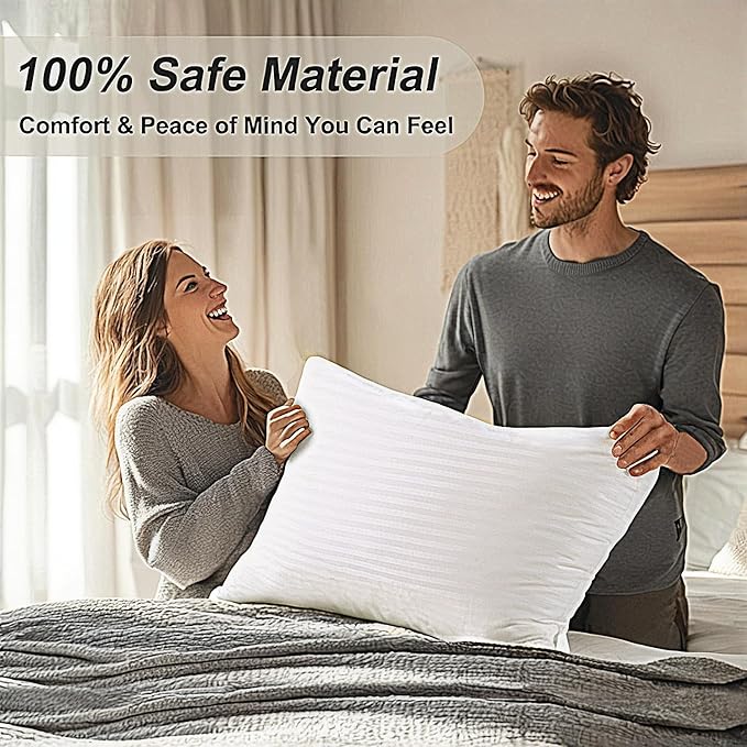 Pillows Queen Size Set of 4 Hotel Collection Bed Pillow for Sleeping Queen Pillows 4 Pack for Back, Stomach or Side Sleepers Soft and Supportive Washable Pillow for Bedroom