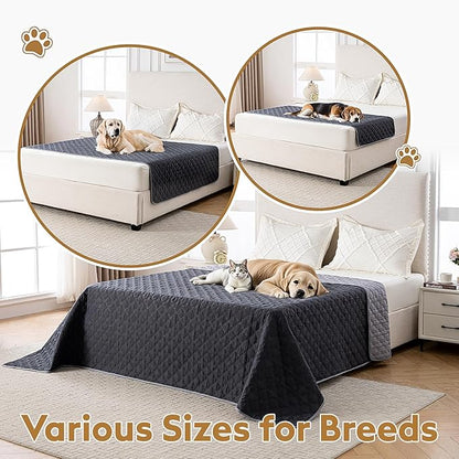 Waterproof Dog Blanket, Couch Cover for Dogs Washable, Reversible Dog Bed Cover.(Dark＆Light Grey, 82 X 102 Inch - 1 Pack)