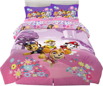 Franco Kids Bedding Super Soft Comforter and Sheet Set, 5 Piece Full Size, Paw Patrol Girls