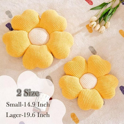 Flower Throw Pillow, Cute Flower Shaped Pillow Decorative Throw Pillow for Bed Couch, Soft Daisy Pillows Floor Seating Cushion Cushions (14.9 Inch Yellow)