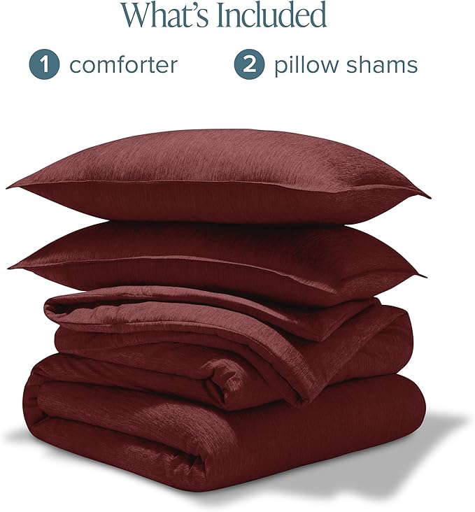 Bare Home Comforter Set - Full Size - Ultra-Soft - Goose Down Alternative - Premium 1800 Series - All Season Warmth Comforter (Full, Heathered Rose)