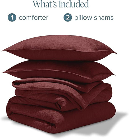 Bare Home Comforter Set - Full Size - Ultra-Soft - Goose Down Alternative - Premium 1800 Series - All Season Warmth Comforter (Full, Heathered Rose)