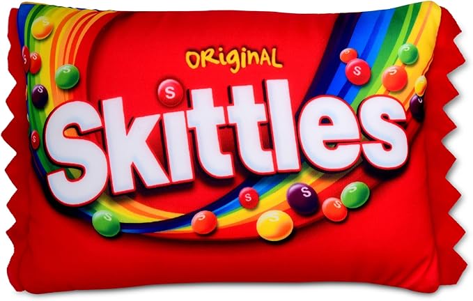iscream Skittles Package Photoreal Print 12" x 7" Microbead Mini Accent Pillow