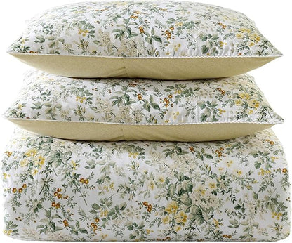 Laura Ashley - King Comforter Set, Soft Cotton Bedding with Matching Shams, Floral Home Decor, Oeko-Tex Certified (Country Meadow Gold, King)
