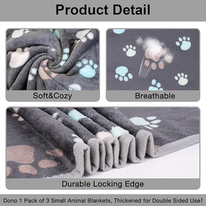 Dono 1 Pack 3 Dog Blankets for Small Dogs, Soft Fluffy Paw Print Pattern Fleece Pet Blanket Warm Sleep Mat, Puppy Kitten Blanket Doggy Mat for Dog Cat Kitten Doggy -23 * 16in