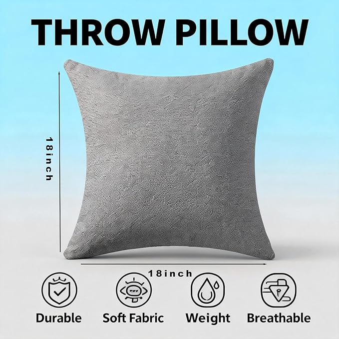 Decorative Couch Pillow Covers SofaThrow pillows with inserts included Bohemian-Style Country Cushion Cover Suitable for Beds, Sofas, Living Rooms, and Home Decor 2pack 18X18 inch.(Seagull Grey)