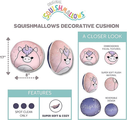 Squishmallows Super Soft Decorative Cushion, (Official Squishmallows Product), 8 Inches Round, Polyester Fill by Franco