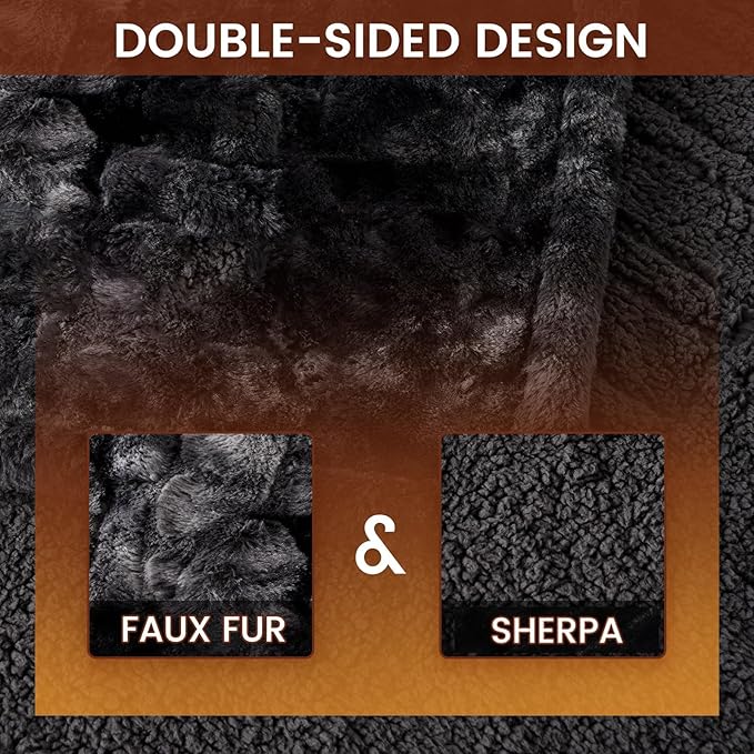 Bearhug Electric Blanket King Size 100"x 90", Dual Controllers Heated Blanket, Reversible Faux Fur & Sherpa, Over-Heat Protect, 10 Heating Levels, ETL, Machine Washable