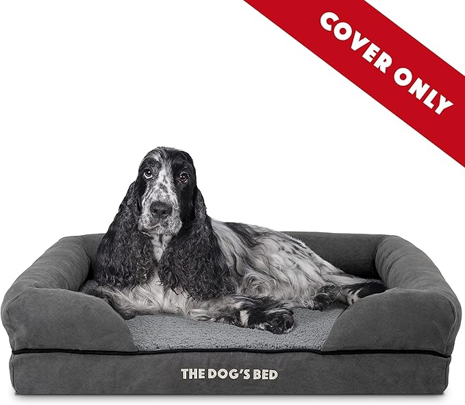 The Dog’s Bed Replacement Outer Cover, Plush Fabric, Grey Plush, Medium