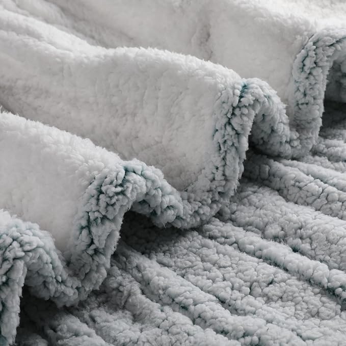 Electric Heated Blanket 84"x90" Queen Size - 4 Heat Settings & Dual Controllers, 10H Auto Shut Off, Ultra-Soft Sherpa Heated Blanket with Overheat Protection, Light Blue
