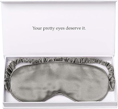 Silk Sleep Mask Light Blocking Luxury 100% Mulberry 19mm Silk Eye Mask Eye Cover Blindfold Ultra Soft Light & Comfy Anti Aging Skin Care with Travel Bag Gift Package
