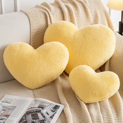 Xiashrk Heart Pillow, Heart Shaped Pillow for Bed Couch, Soft Decorative Heart Throw Pillow, Cute Decorate Pillows, Heart Pillows for Bedroom Living Room (Yellow, Mini 12.9"x9.8")