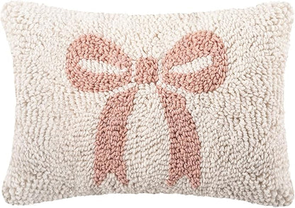 Peryiter Handicraft Bow Throw Pillow 12'' x 8'' Coquette Needlepoint Throw Pillow Cute Bow Decor Gift for Home Decoration Party Decor, Couples, Wedding, Room Cushion