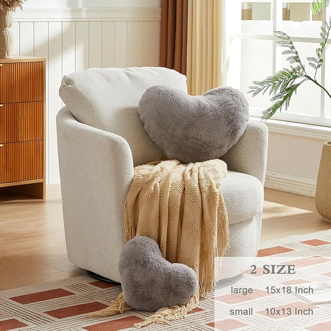 EastTree Heart Pillows, Light Grey Heart Shaped Pillows, Ultra Soft Extra-Large Fluffy Pillows, Love Throw Pillows Gifts, Women Girls Living Room Decor 15x18 Inch