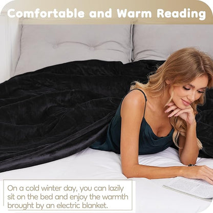 Electric Heated Blanket Full Size 72"×84", Breathable & Luxurious Flannel, Soft Warm Gift with Over-Heat Protection, 4 Heating Levels & 10 H Auto Shut Off, Machine Washable, Dark Grey