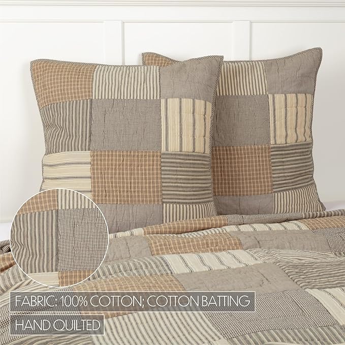 VHC Brands Farmhouse Bedding-Sawyer Mill™ Quilted Euro Sham, 26x26, Charcoal Grey