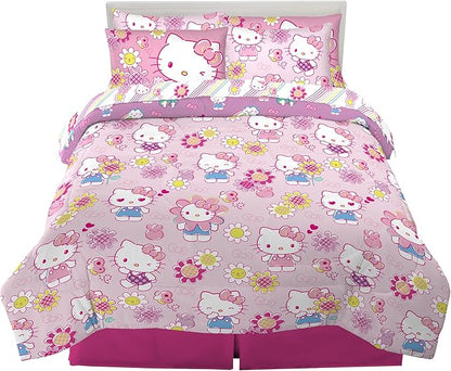 Franco Kids Bedding Super Soft Comforter and Sheet Set with Sham, 7 Piece Full Size, Hello Kitty(Prints may vary)