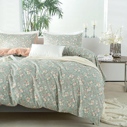 Floral Queen Comforter Set Soft Cute Floral Bedding Comforter Sets Garden Style Flower Print Botanical Flowers Queen Comforter Set for All Seasons 1 Comforter and 2 Pillowcases