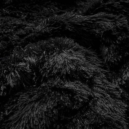 UOZZI BEDDING Black Faux Fur Comforter Set King 3 Pieces - 1 Black Shaggy Comforter Set 104x90 and 2 Pillowcases, Ultra Soft and Easy Care Luxury Plush Shaggy Duvet Set