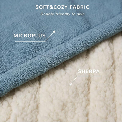 Heated Blanket 50''x60''-Soft and Comfortable Electric Throw,5 Heat Settings and 3H Auto Shut-Off Heating Blanket ETL&FCC Certification Machine Washable (Blue)