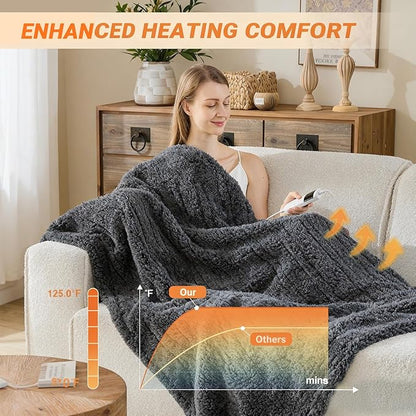 Heated Blanket Heated Twin, Electric Blanket 62"x84" Heating Blanket with 8 Hours Auto Off 10 Fast Heating Levels Machine Washable Sherpa Heated Blanket with Overheating Protection