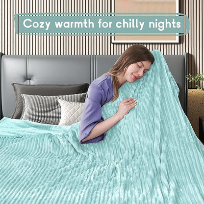 Heated Blanket Electric Blanket Queen Size 84''x90'' with 10 Heating Levels, 1-12 Hour Auto Shut Off, Machine Washable, Dual Controller Soft Warming Blanket for Couch, Bed, Office - Pale Green