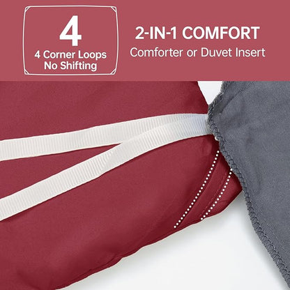 MUXHOMO Queen Comforter Set, All Season Ultra Soft Down Alternative Bedding - 3 Piece Lightweight Bed Set Includes 1 Comforter (90"x90") and 2 Pillow Shams (20"x26"), Burgundy Red