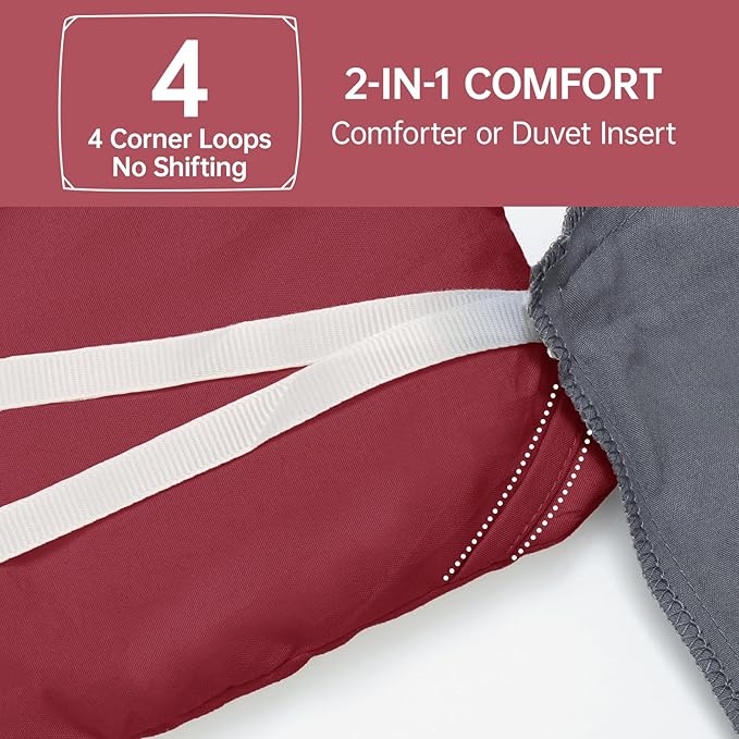 MUXHOMO King Size Comforter Set, All Season Ultra Soft Down Alternative Bedding - 3 Piece Lightweight Bed Set Includes 1 Comforter (104"x90") and 2 Pillow Shams (20"x36"), Burgundy Red