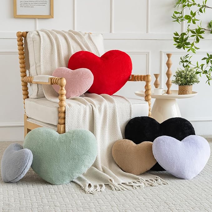 Xiashrk Heart Pillow, Heart Shaped Pillow for Bed Couch, Soft Decorative Heart Throw Pillow, Cute Decorate Pillows, Heart Pillows for Bedroom Living Room (Black, Mini 12.9"x9.8")