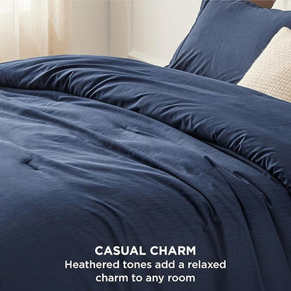Bedsure Oversized Queen Comforter Set - Navy Soft Bedding for All Seasons, Cationic Dyed Bed Set, 3 Pieces, 1 Oversized Queen Size Comforter (98"x98") and 2 Pillow Shams (20"x26"+2")