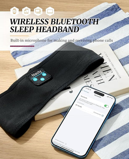 Navly Sleep Headphones Bluetooth Headband, Wireless Headband Headsets with Thin Speakers, Sleep Earbuds, Sleeping Headphones for Workout Running Yoga Sports Gift for Men Women