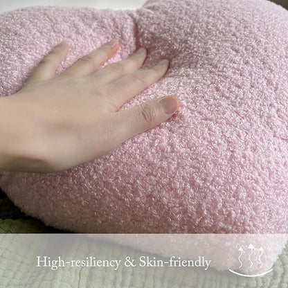 EastTree Heart Pillows, Pink Heart Shaped Pillows, Love Throw Pillows, Cute Sherpa Heart Decor, Small Fluffy Pillows, Women Girls Living Bedroom Home Decoration 10x13 Inch