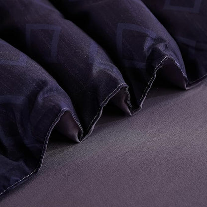 Cottolester King Comforter Set 7 Pieces,Black Purple Boho Striped Bed in a Bag,Soft Microfiber Complete Bedding Sets