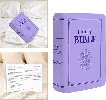 Bible Pillow Book Plush That Opens, for Kids Adults Christian Gifts, Cozy Faith Bible Pillow (Purple)