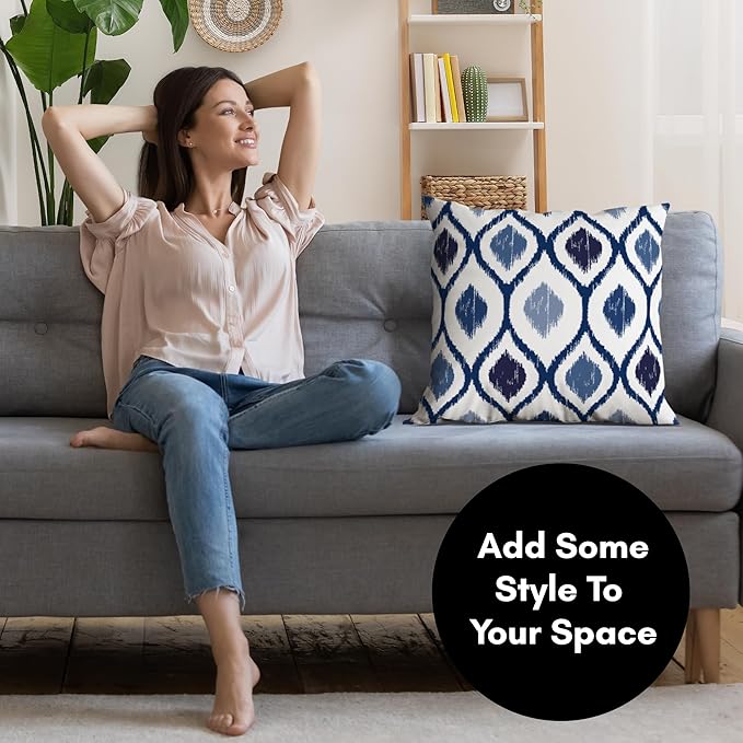 Americanflat 20x20 Throw Pillow with Sewn-in Insert - All-in-One Decorative Pillows - No Cover Needed - Soft and Durable Cushion for Bed or Sofa - Polyester - Blue