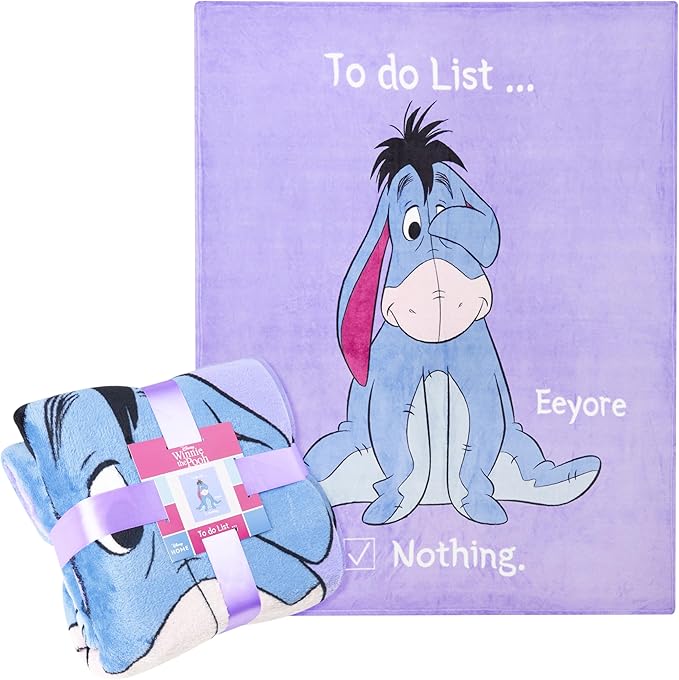 Disney Eeyore Throw Blanket Soft Fleece Blanket Bedroom Comforter 59 x 51” (Purple Eeyore)