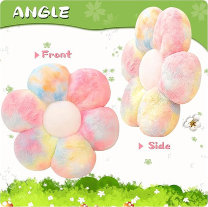 Rainbow Flower Pillow Daisy Flower Shaped Pillow Aesthetic Decor Soft Colorful Plush Floor Seat Cushion Pillows for Sofa Bed Chair Couch