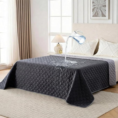 Waterproof Dog Blanket, Couch Cover for Dogs Washable, Reversible Dog Bed Cover. (Dark＆Light Grey, 68 X 82 Inch - 1 Pack)