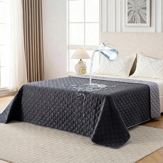 Waterproof Dog Blanket, Couch Cover for Dogs Washable, Reversible Dog Bed Cover, Couch Furniture Protector. (Dark＆Light Grey, 82 X 120 Inch - 1 Pack)