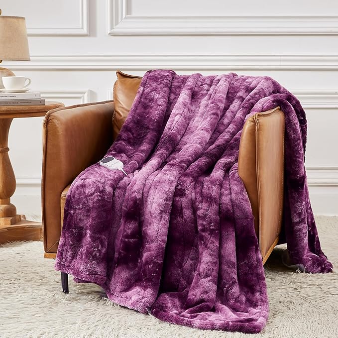 Homemate Electric Heated Blanket Full Size - 72"x84" Heating Blanket Full Size 1/2/4/6/8 Hours Auto-Off 10 Heat Level Over-Heat Protection Luxury Faux Fur Sherpa ETL Certification