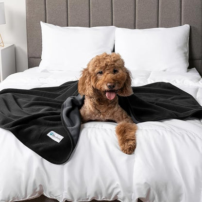 PetAmi Waterproof Dog Blanket for Extra Large Pets Dogs Cats, Large Pet Couch Cover Protector for Furniture, Reversible Washable Soft Fleece Cat Blanket for Bed Couch Sofa, 60x80 (Black/Gray)