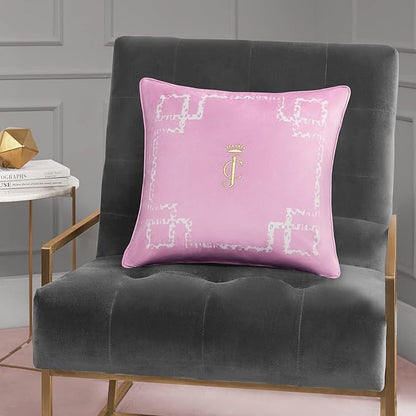 Juicy Couture Decorative Accent Throw-Pillows, 20"x20", Lattice Rose Pink