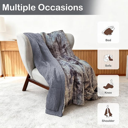 Electric Heated Blanket Throw Size 50"×60" with 4 Heating Levels & 4 Hours Auto Off, Heating Throw Plush Faux Fur, Energy Efficient, Machine Washable, Gradient Gray