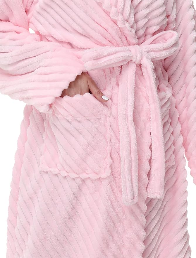 Yurhap Premium Robes for Women - Super Soft Cozy Fleece Womens Robe Plush Long Bathrobe